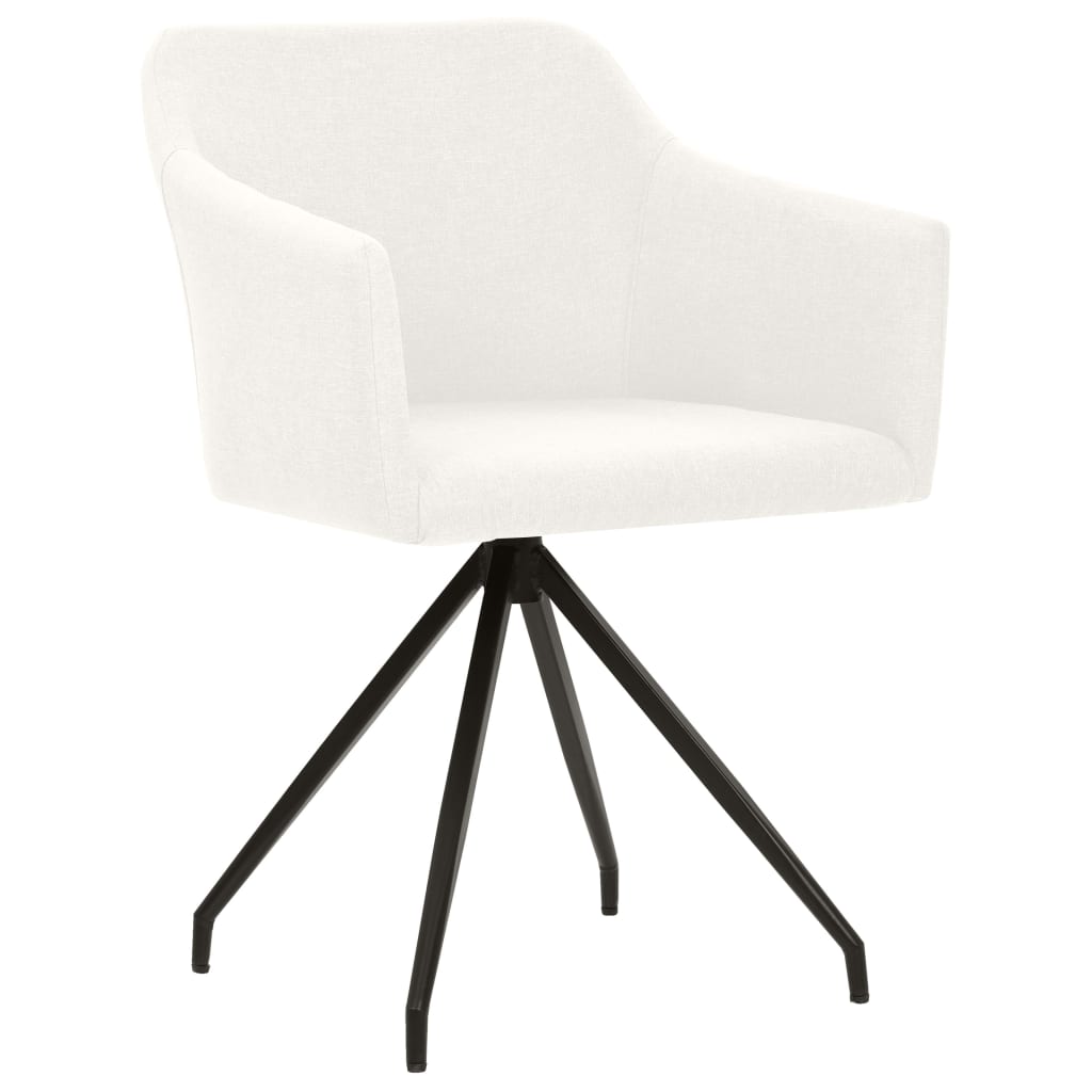 

vidaXL Eetkamerstoelen draaibaar 2 st stof crèmekleurig