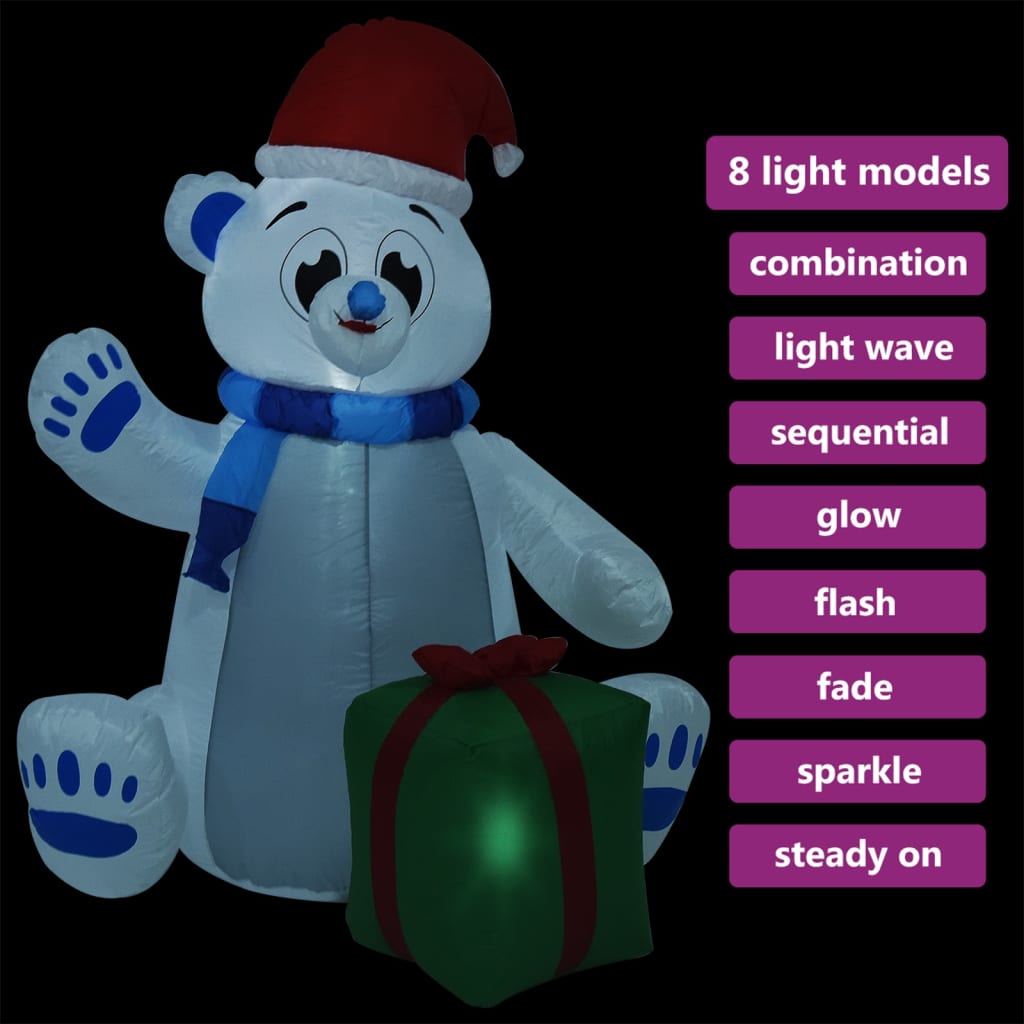 vidaXL Christmas Inflatable Polar Bear LED Indoor and Outdoor 94.5" (US only)