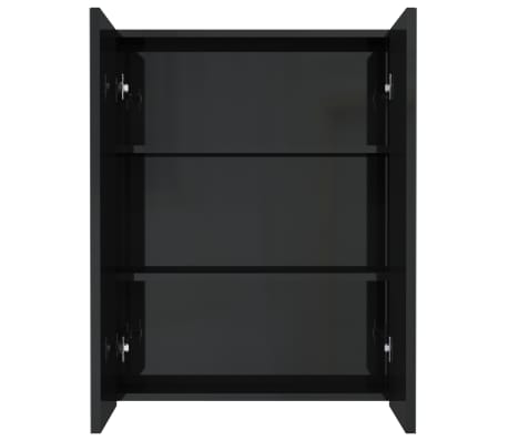 vidaXL Kopalniška omarica z ogledalom 60x15x75 cm MDF sijoče črna
