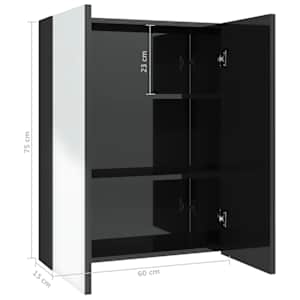 Koupelnová skříňka se zrcadlem 60 x 15 x 75 cm MDF zářivě černá - obrázek 7