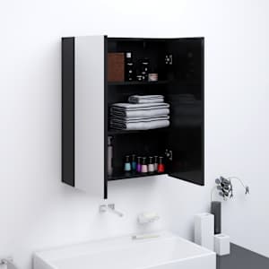 Koupelnová skříňka se zrcadlem 60 x 15 x 75 cm MDF zářivě černá