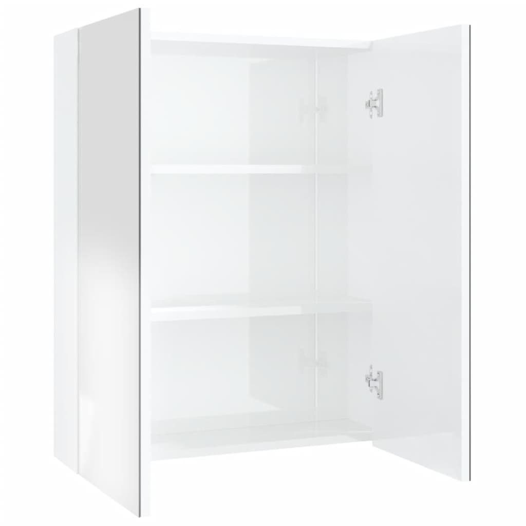 Bad-Spiegelschrank 60x15x75 cm MDF Glänzendes Weiß