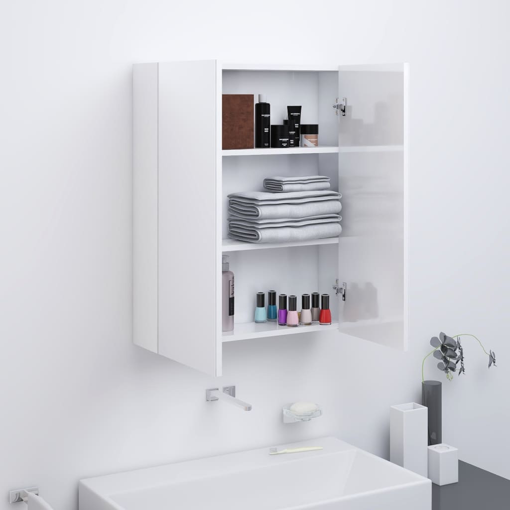 Bad-Spiegelschrank 60x15x75 cm MDF Glänzendes Weiß kaufen