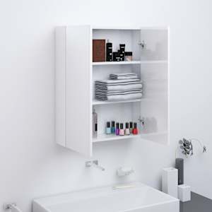 Koupelnová skříňka se zrcadlem 60 x 15 x 75 cm MDF zářivě bílá - obrázek 1