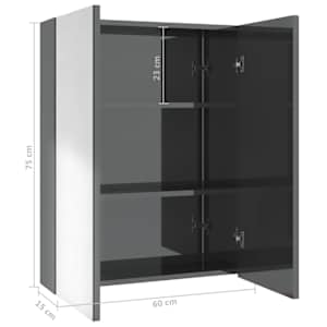Koupelnová skříňka se zrcadlem 60 x 15 x 75 cm MDF zářivě šedá - obrázek 8