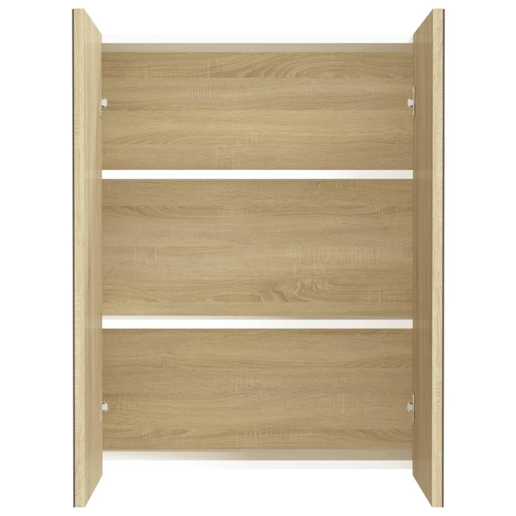 

vidaXL Badkamerkast met spiegel 60x15x75 cm MDF wit en eikenkleurig