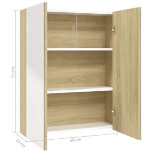 Koupelnová skříňka se zrcadlem 60x15x75 cm MDF bílá a dub - obrázek 8