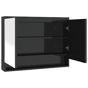 Koupelnová skříňka se zrcadlem 80 x 15 x 60 cm MDF zářivě černá - obrázek 2