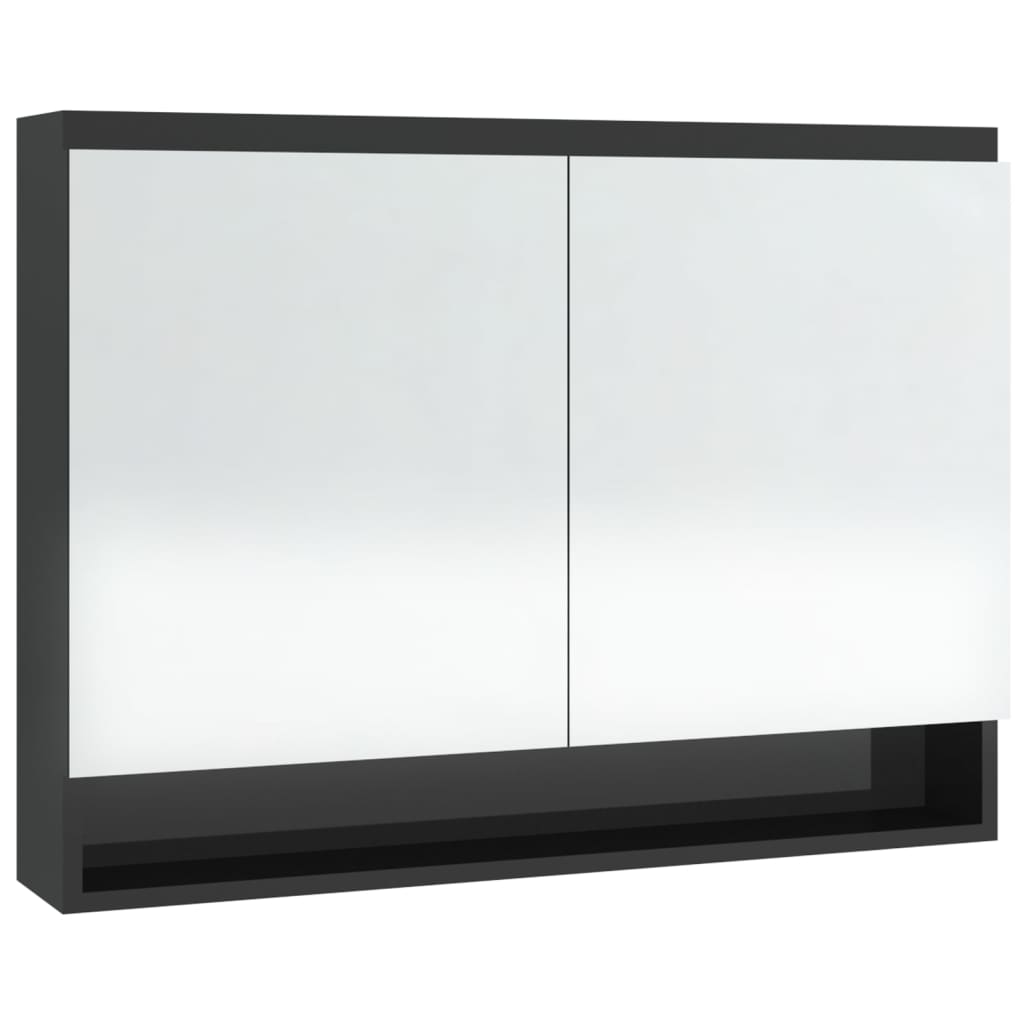 Badkamerkast met spiegel 80x15x60 cm MDF glanzend zwart