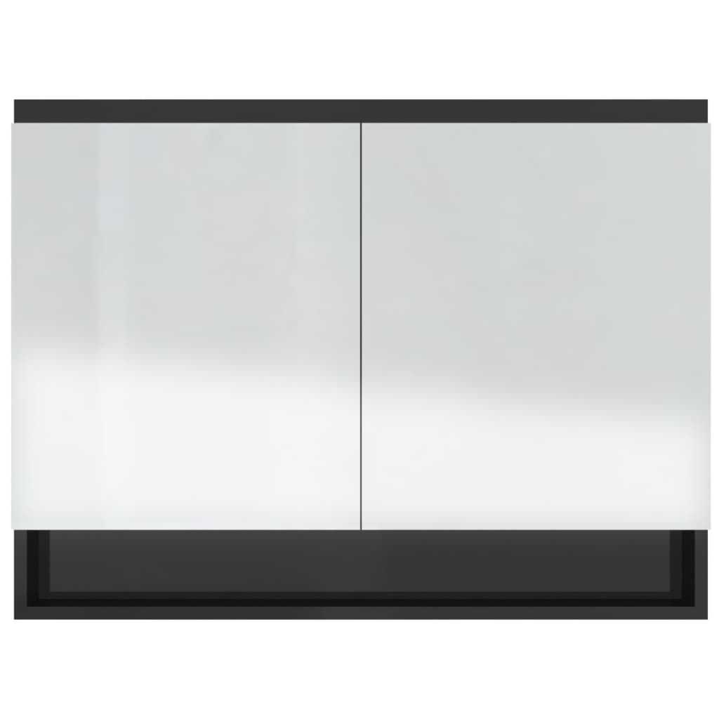 Badkamerkast met spiegel 80x15x60 cm MDF glanzend zwart