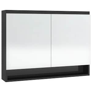 Koupelnová skříňka se zrcadlem 80 x 15 x 60 cm MDF zářivě černá - obrázek 4