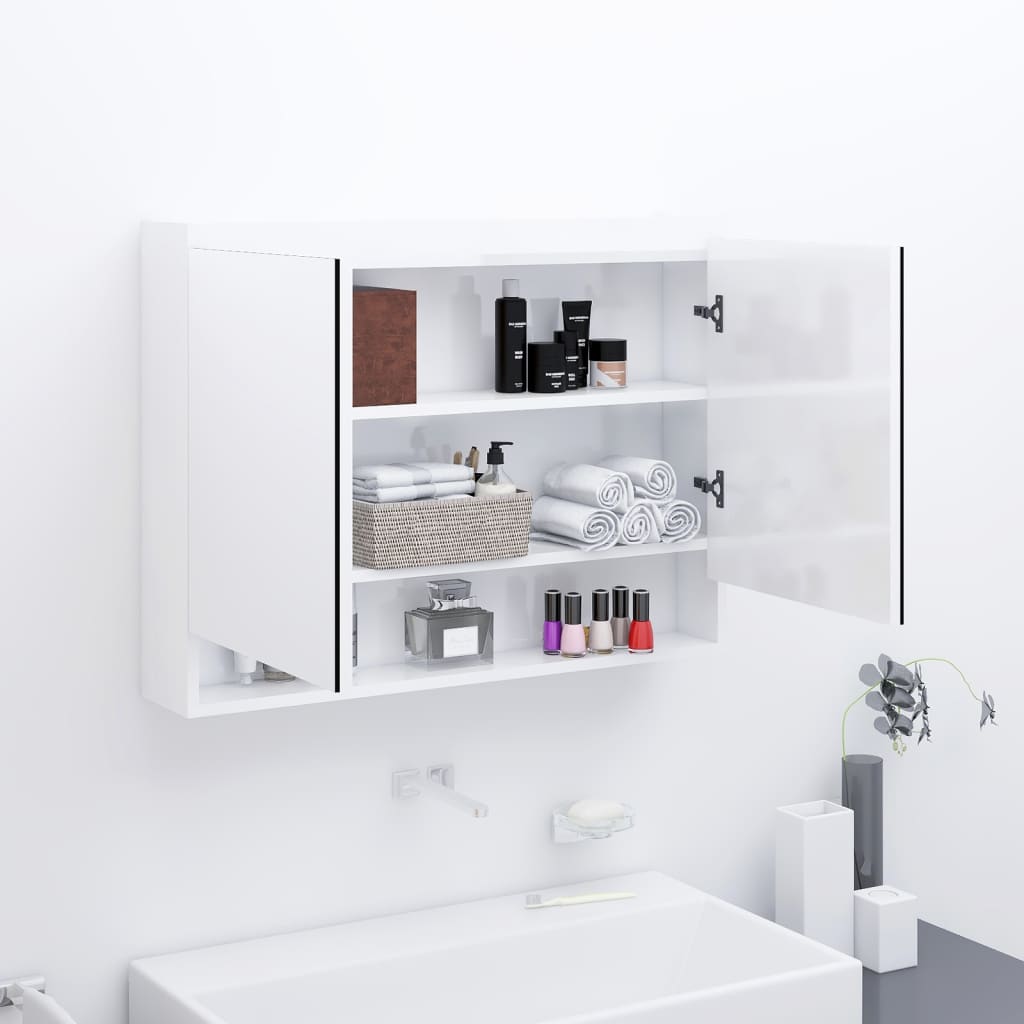 Bad-Spiegelschrank 80x15x60 cm MDF Glänzendes Weiß kaufen