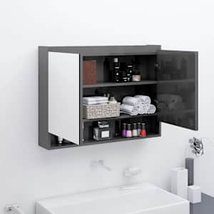 Kopalniška omarica z ogledalom 80x15x60 cm MDF sijoče siva