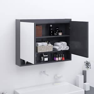 Koupelnová skříňka se zrcadlem 80 x 15 x 60 cm MDF šedá - obrázek 1