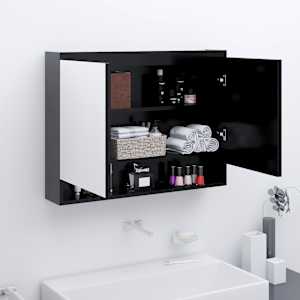 Koupelnová skříňka se zrcadlem 80 x 15 x 60 cm MDF antracitová - obrázek 1