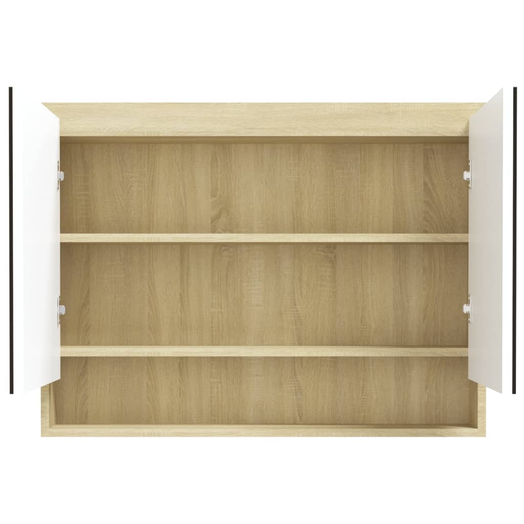 

vidaXL Badkamerkast met spiegel 80x15x60 cm MDF wit en eikenkleurig