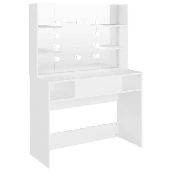 vidaXL meigilaud LED-tuledega, 100x40x135 cm, valge