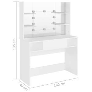 Kosmetický stolek s LED světly 100 x 40 x 135 cm MDF bílý - obrázek 6