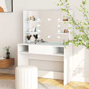 Toaletna mizica z LED lučkami 100x40x135 cm MDF