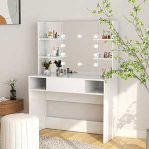 Kosmetický stolek s LED světly 100x40x135 cm MDF zářivě bílý - obrázek 1