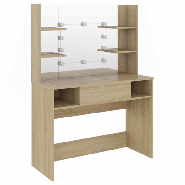 vidaXL meigilaud LED-tuledega, 100x40x135 cm, MDF-plaat, tamm