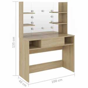 Kosmetický stolek s LED světly 100 x 40 x 135 cm MDF dub - obrázek 6