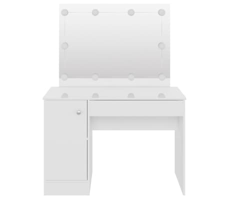 vidaXL Table de maquillage avec éclairage LED MDF Blanc brillant