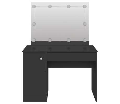 vidaXL Έπιπλο Μακιγιάζ με Φωτισμό LED Μαύρο 110 x 55 x 145 εκ. από MDF