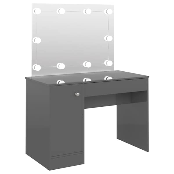 vidaXL meigilaud LED-tuledega, 110x55x145 cm, MDF, s&auml;ravhall