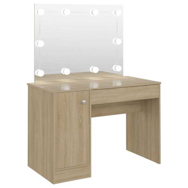 vidaXL meigilaud LED-tuledega, 110x55x145 cm, MDF, tamm