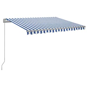 Ručně zatahovací markýza s LED světlem 300 x 250 cm modrobílá - obrázek 2