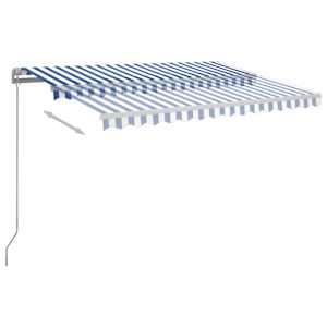 Ručně zatahovací markýza s LED světlem 300 x 250 cm modrobílá - obrázek 6