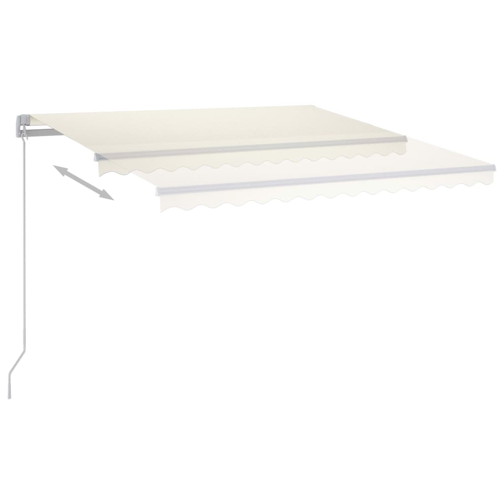 vidaXL Manuaalisesti sisäänkelattava markiisi LEDillä 300x250 cm kerma