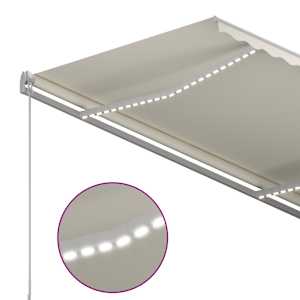 Ručně zatahovací markýza s LED světlem 300 x 250 cm krémová - obrázek 4