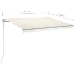 Ručně zatahovací markýza s LED světlem 300 x 250 cm krémová - obrázek 7