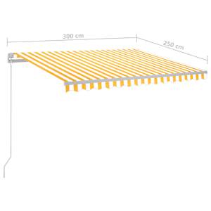Ručně zatahovací markýza s LED světlem 300 x 250 cm žlutobílá - obrázek 7