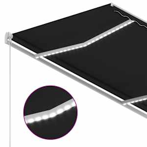 Ručně zatahovací markýza s LED světlem 300 x 250 cm antracitová - obrázek 4