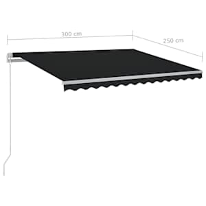 Ručně zatahovací markýza s LED světlem 300 x 250 cm antracitová - obrázek 7