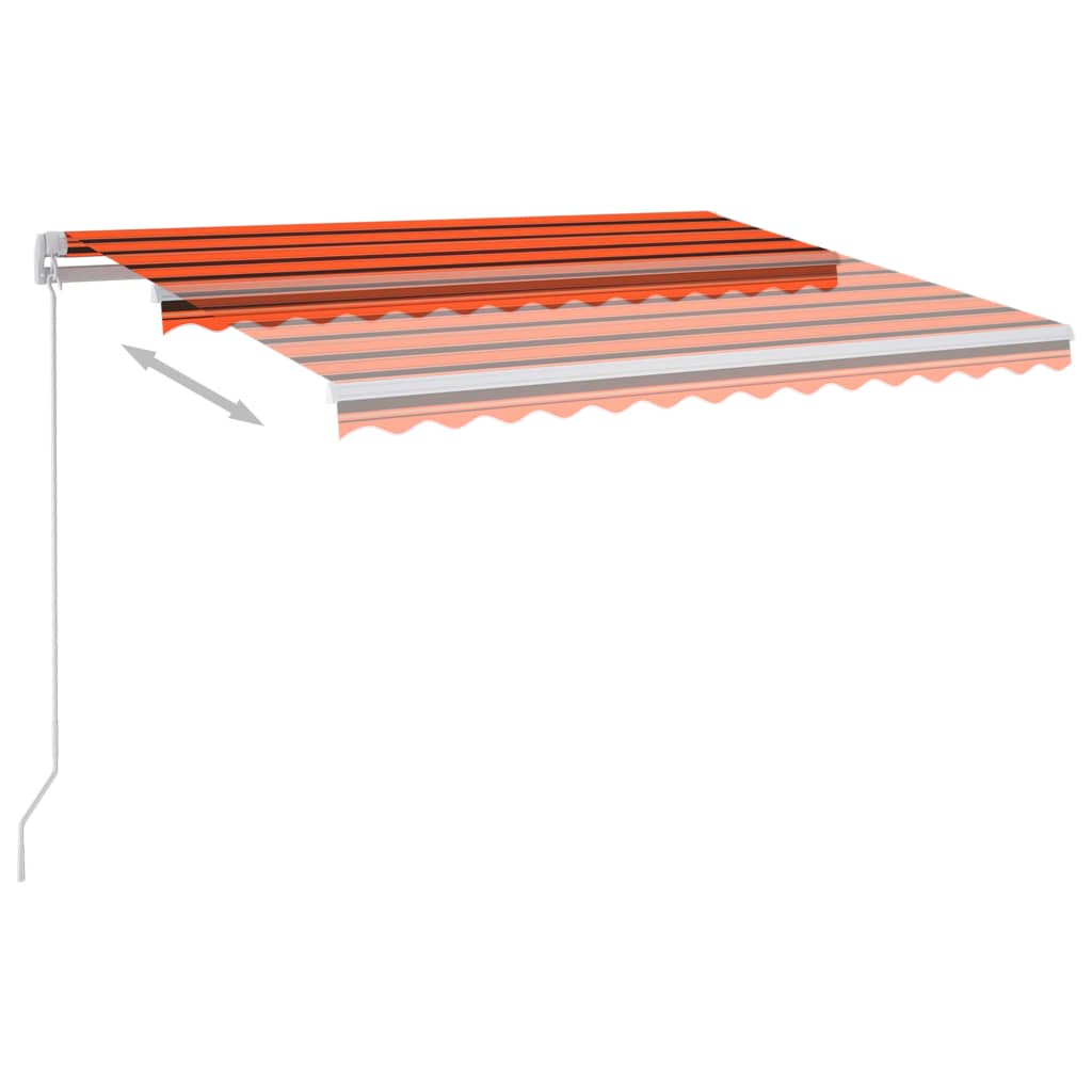 

vidaXL Luifel handmatig uittrekbaar met LED 300x250 cm oranje en bruin