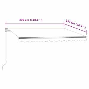 Automatická zatahovací markýza 300 x 250 cm modrobílá - obrázek 9