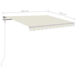 Automatická markýza LED a senzor větru 300 x 250 cm krémová - obrázek 10