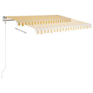 vidaXL Τέντα Αυτόματη με LED & Αισθ. Ανέμου Κίτρινο/Λευκό 300x250 εκ.
