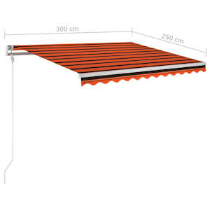 Avtomatska tenda LED + senzor 300x250 cm oranžno/rjava - slika 10