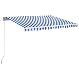 Ručně zatahovací markýza s LED světlem 350 x 250 cm modrobílá - obrázek 2