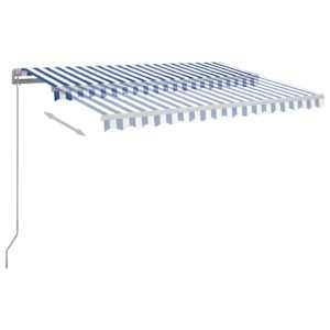 Ručně zatahovací markýza s LED světlem 350 x 250 cm modrobílá - obrázek 4