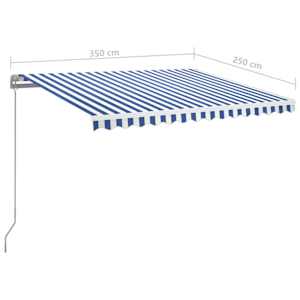 Ručně zatahovací markýza s LED světlem 350 x 250 cm modrobílá - obrázek 7