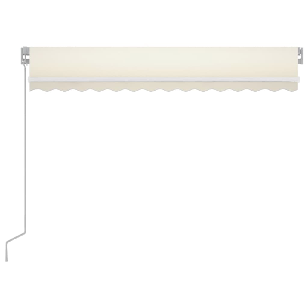vidaXL Luifel handmatig uittrekbaar met LED 350x250 cm crèmekleurig afbeelding