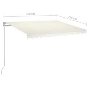 Ručně zatahovací markýza s LED světlem 350 x 250 cm krémová - obrázek 7