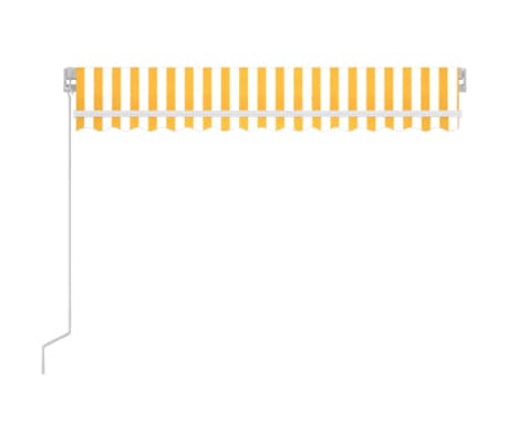 vidaXL Markis manuellt infällbar med LED 350x250 cm gul och vit