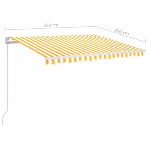 Ručně zatahovací markýza s LED světlem 350 x 250 cm žlutobílá - obrázek 7
